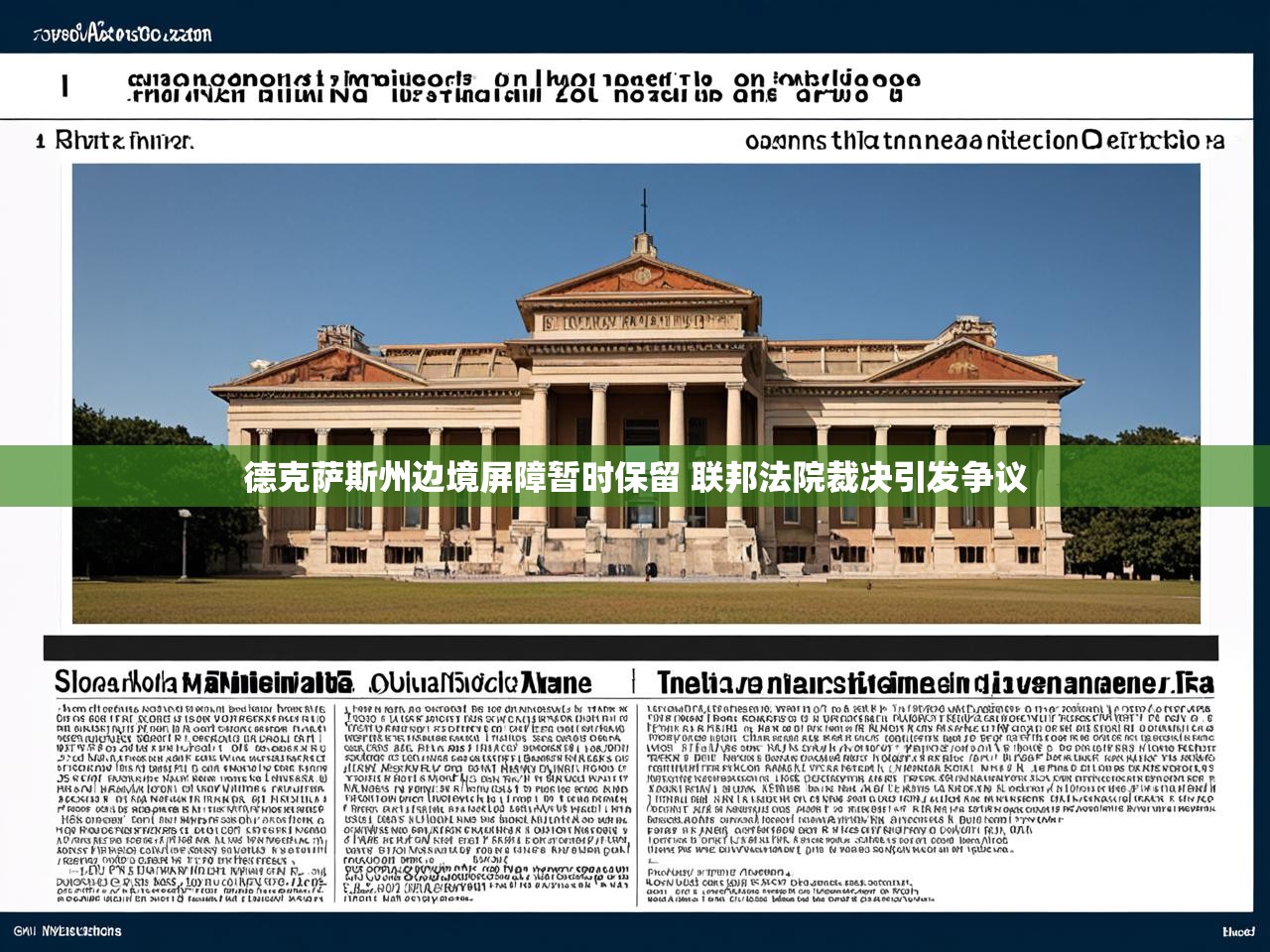 德克萨斯州边境屏障暂时保留 联邦法院裁决引发争议