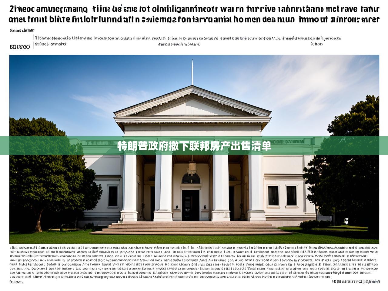 特朗普政府撤下联邦房产出售清单