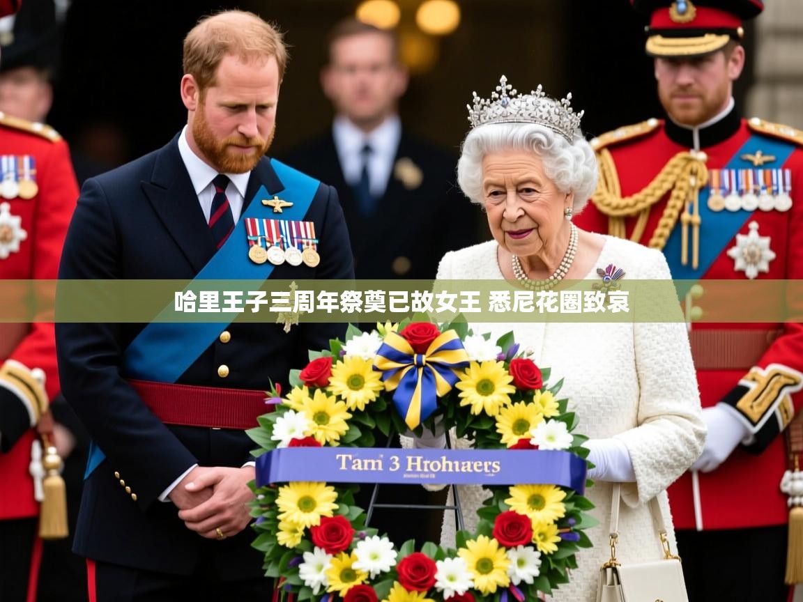 哈里王子三周年祭奠已故女王 悉尼花圈致哀