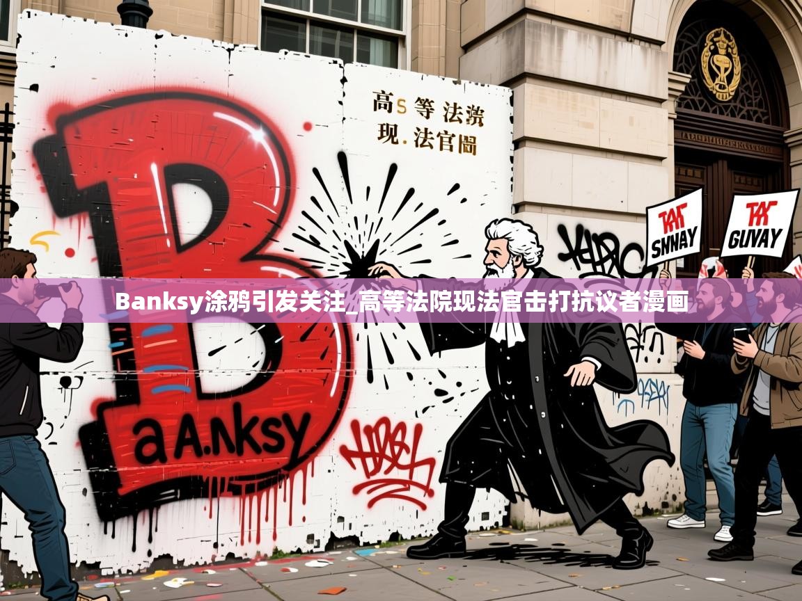 Banksy涂鸦引发关注_高等法院现法官击打抗议者漫画 Banksy涂鸦引发关注_高等法院现法官击打抗议者漫画